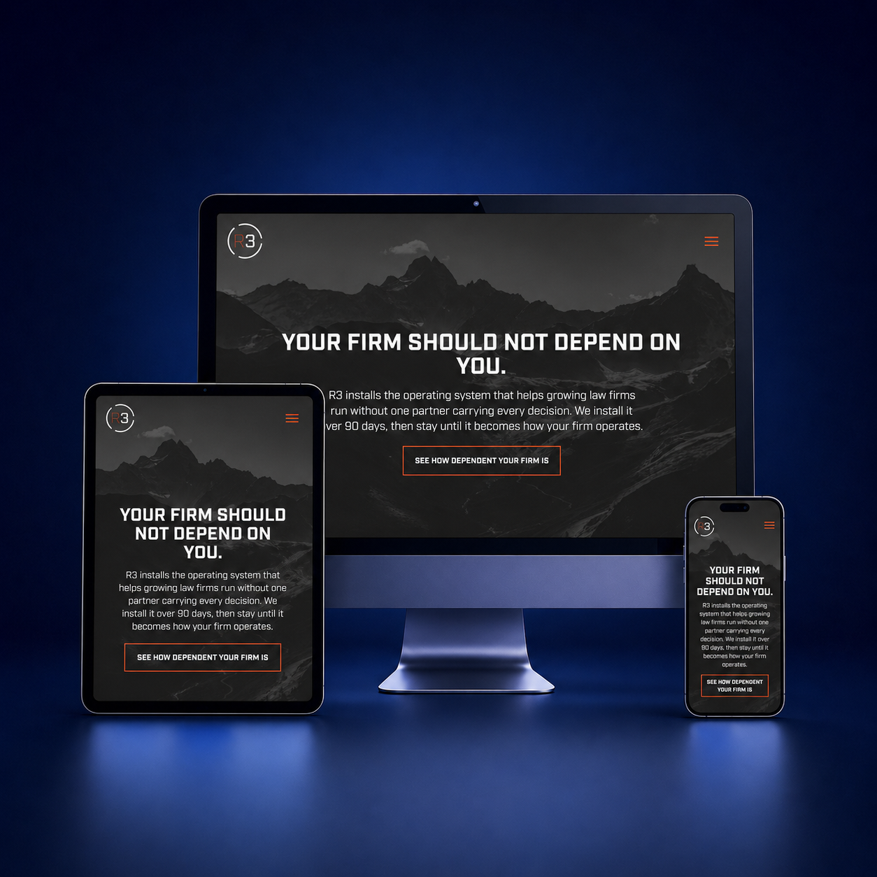 R3 legal operations consulting responsive website displayed across multiple devices